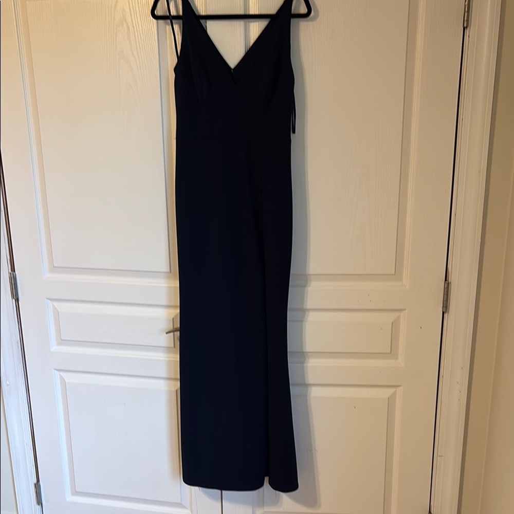 BHLDN Stella Sleeveless V-Neck Stretch Crepe Maxi Dress Size M in Navy